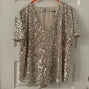 Cream sequin loft blouse